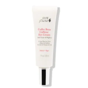 100% PURE Coffee Bean Caffeine Eye Cream Refresh & Hydrate Under Eye Treatment Reduce Puffiness, Dark Circles, Wrinkles with Green Tea, Rose Hip, Vitamin E - Youthful Vibrant Eyes - Vegan - 1 oz