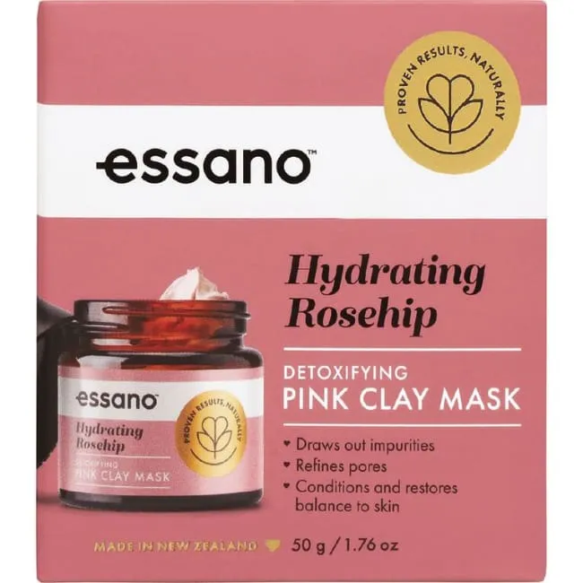 Essano Hydrating Rosehip Detoxifying Pink Clay Mask - 50g