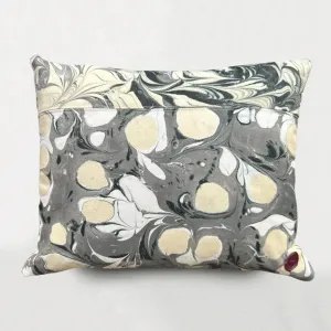 Hand Marbled One of a Kind Orange Pillow #409