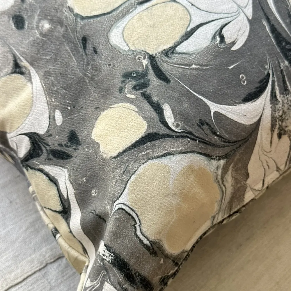 Hand Marbled One of a Kind Orange Pillow #409