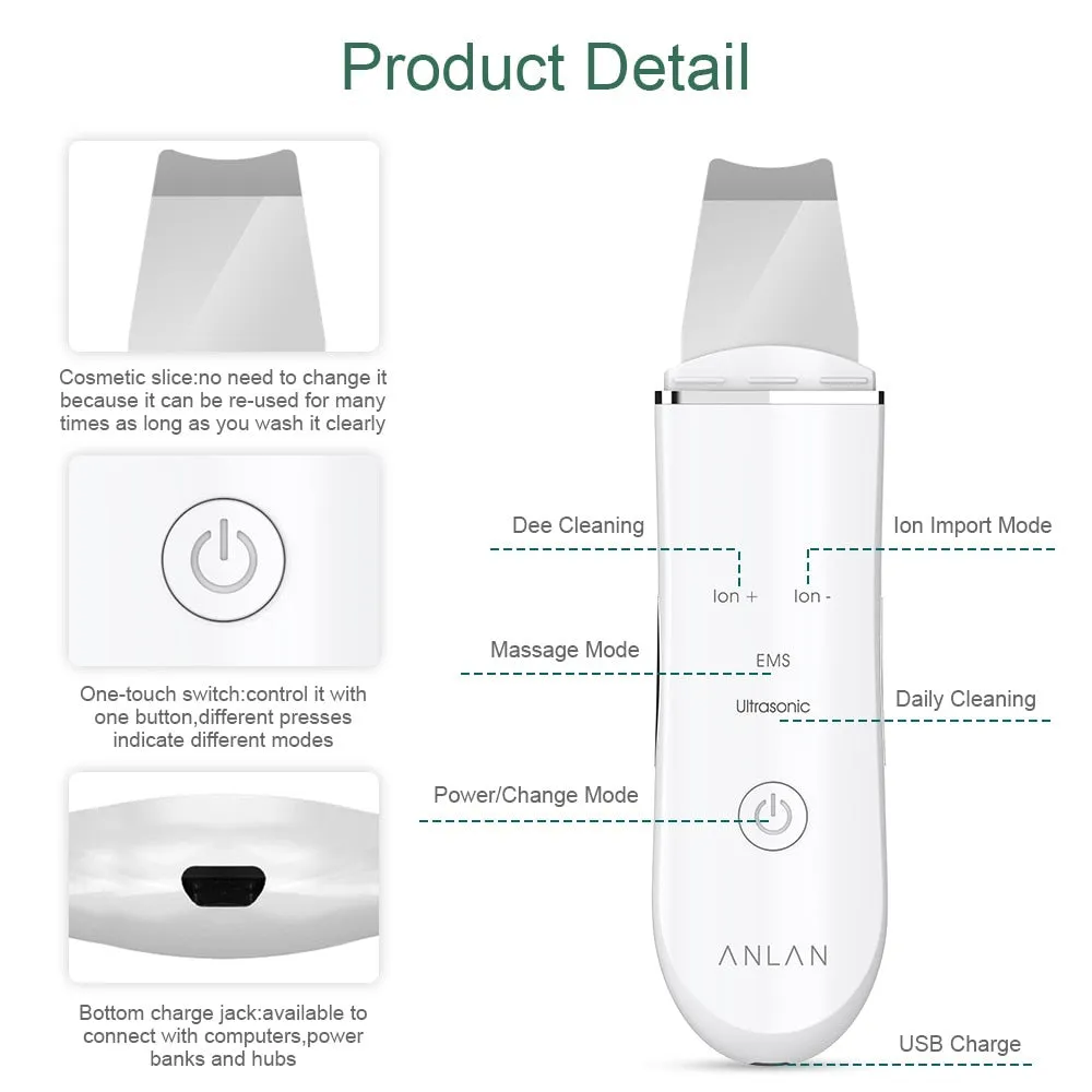 Ultrasonic Skin Scrubber Deep Face Cleaning